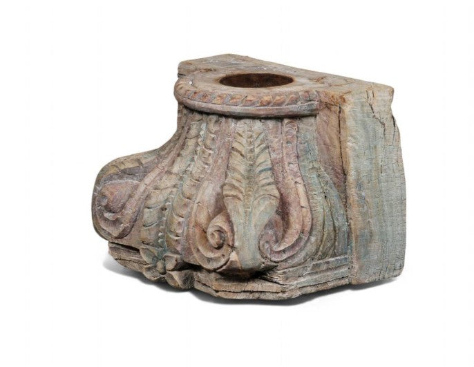 Antique Rajasthan Carved Wooden Capital | Reclaimed Architectural Decor