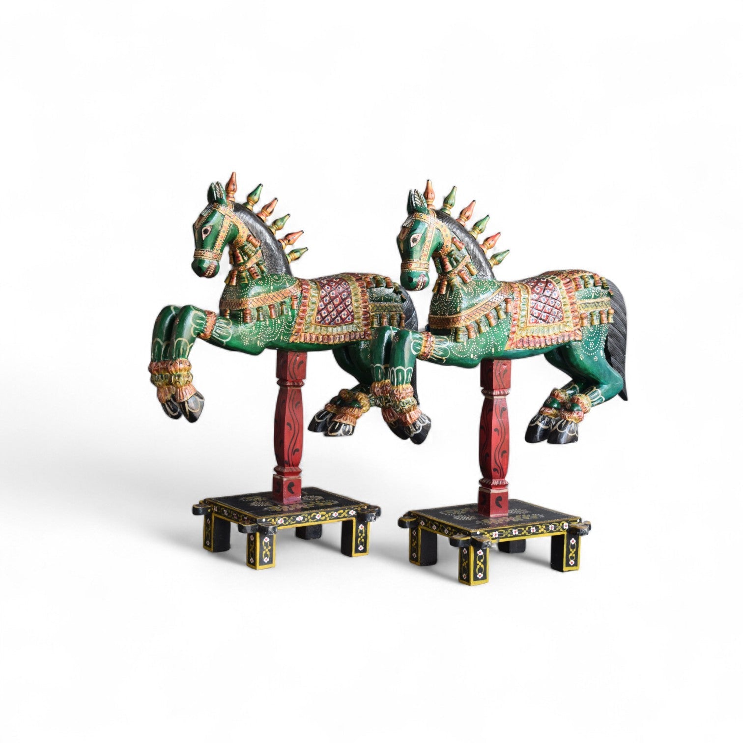 Hand Painted Indian Wooden Horse Figurine