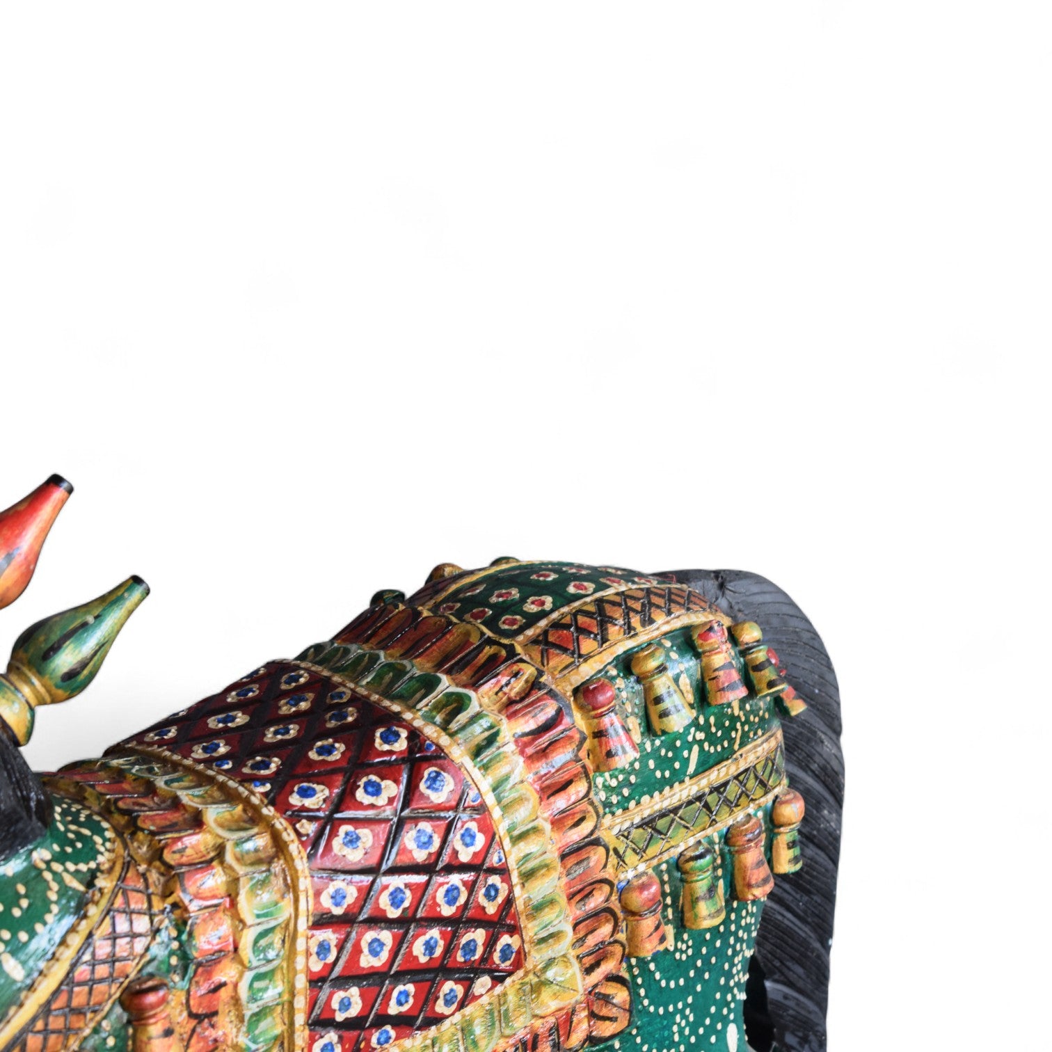 Handcrafted Green Wooden Horse Figurines