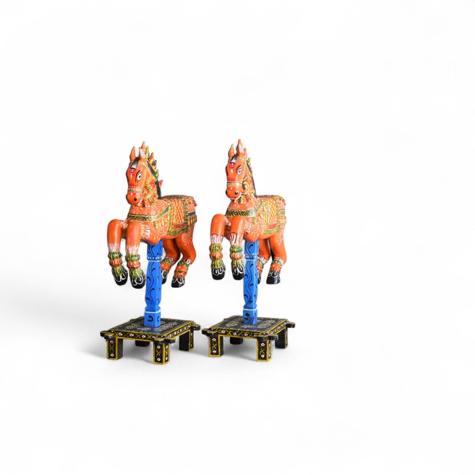 Hand Painted Indian Wooden Horse Figurine