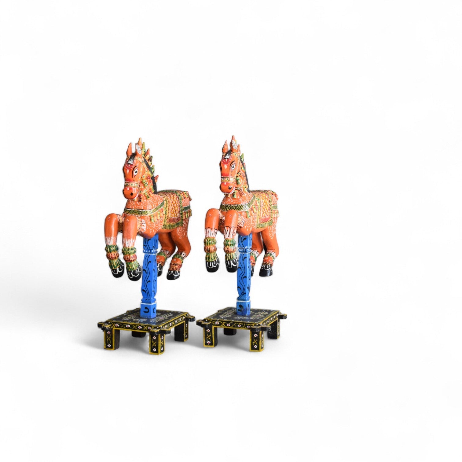 Hand Painted Indian Wooden Horse Figurine