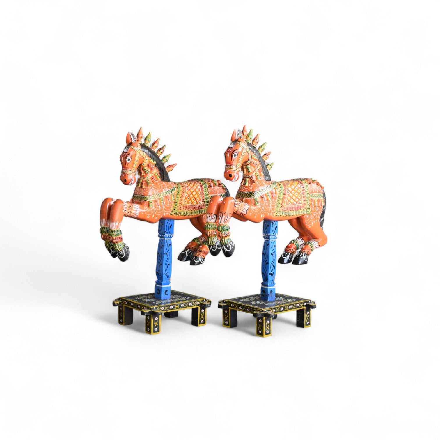 Hand Painted Indian Wooden Horse Figurine
