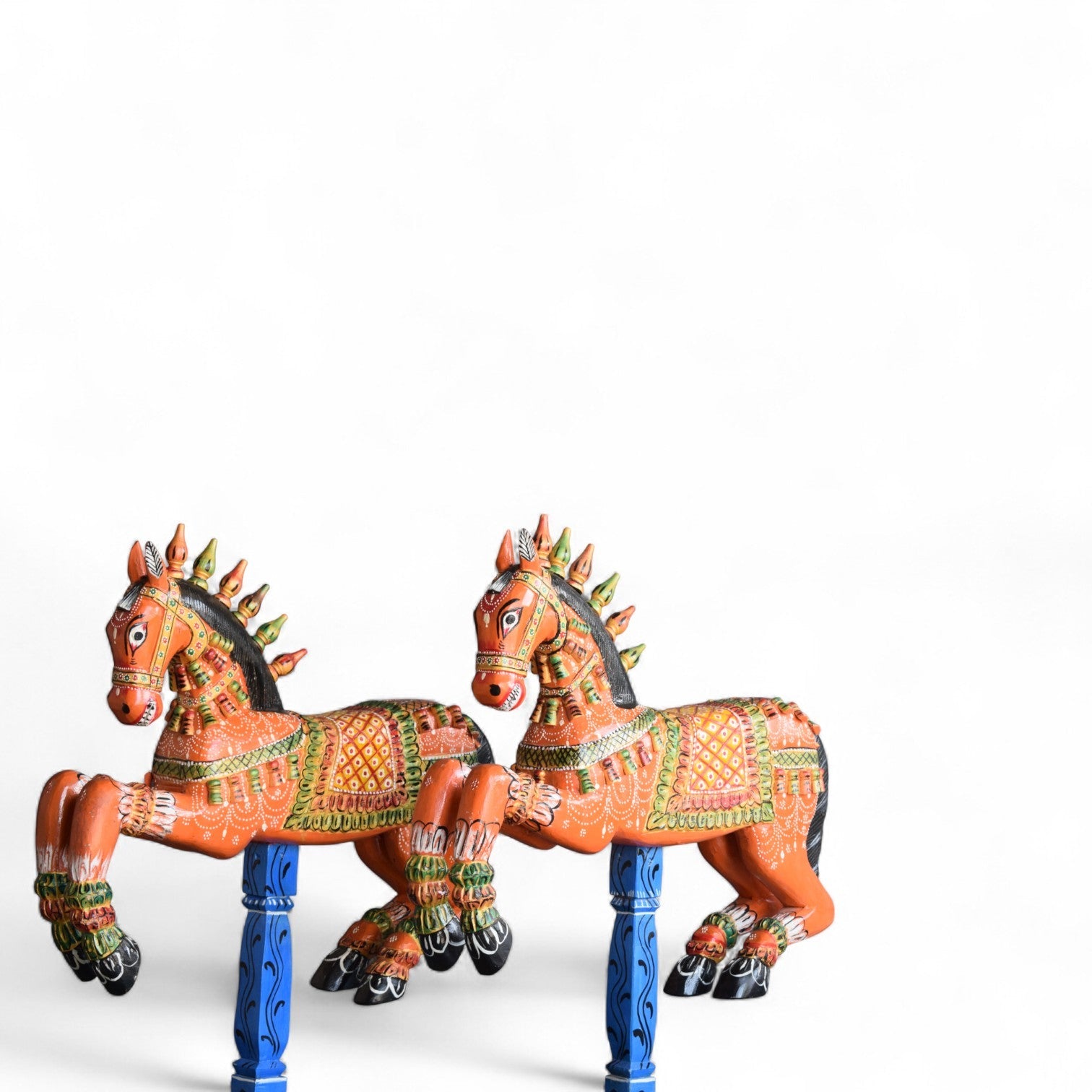 Hand Painted Indian Wooden Horse Figurine