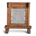 Vintage Wooden Jharokha Frame with Iron Grid