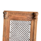 Vintage Wooden Jharokha Frame with Iron Grid