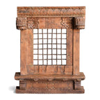 Vintage Wooden Jharokha Frame with Iron Grid