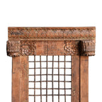 Vintage Wooden Jharokha Frame with Iron Grid
