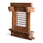 Vintage Wooden Jharokha Frame with Iron Grid