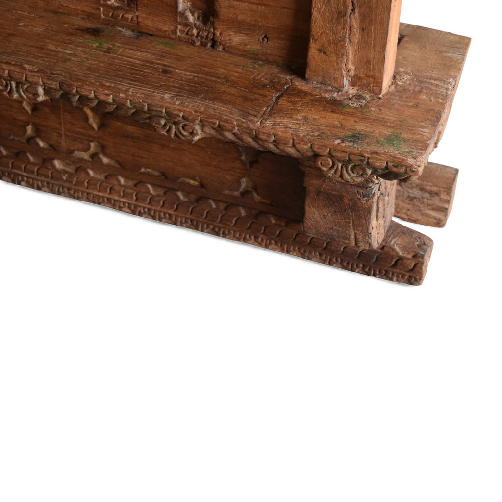 Vintage Wooden Jharokha Frame with Iron Grid