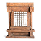 Vintage Wooden Jharokha Frame with Iron Grid