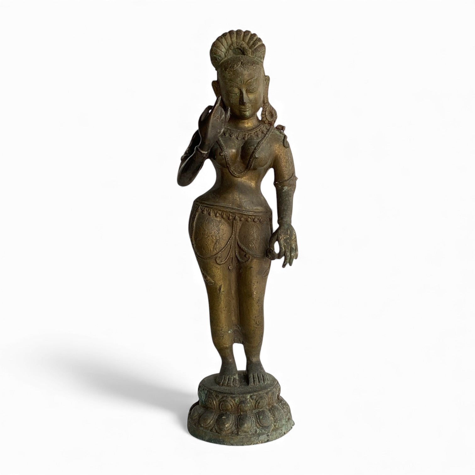 Antique Indian Brass Female Figure – Vintage Sculpture