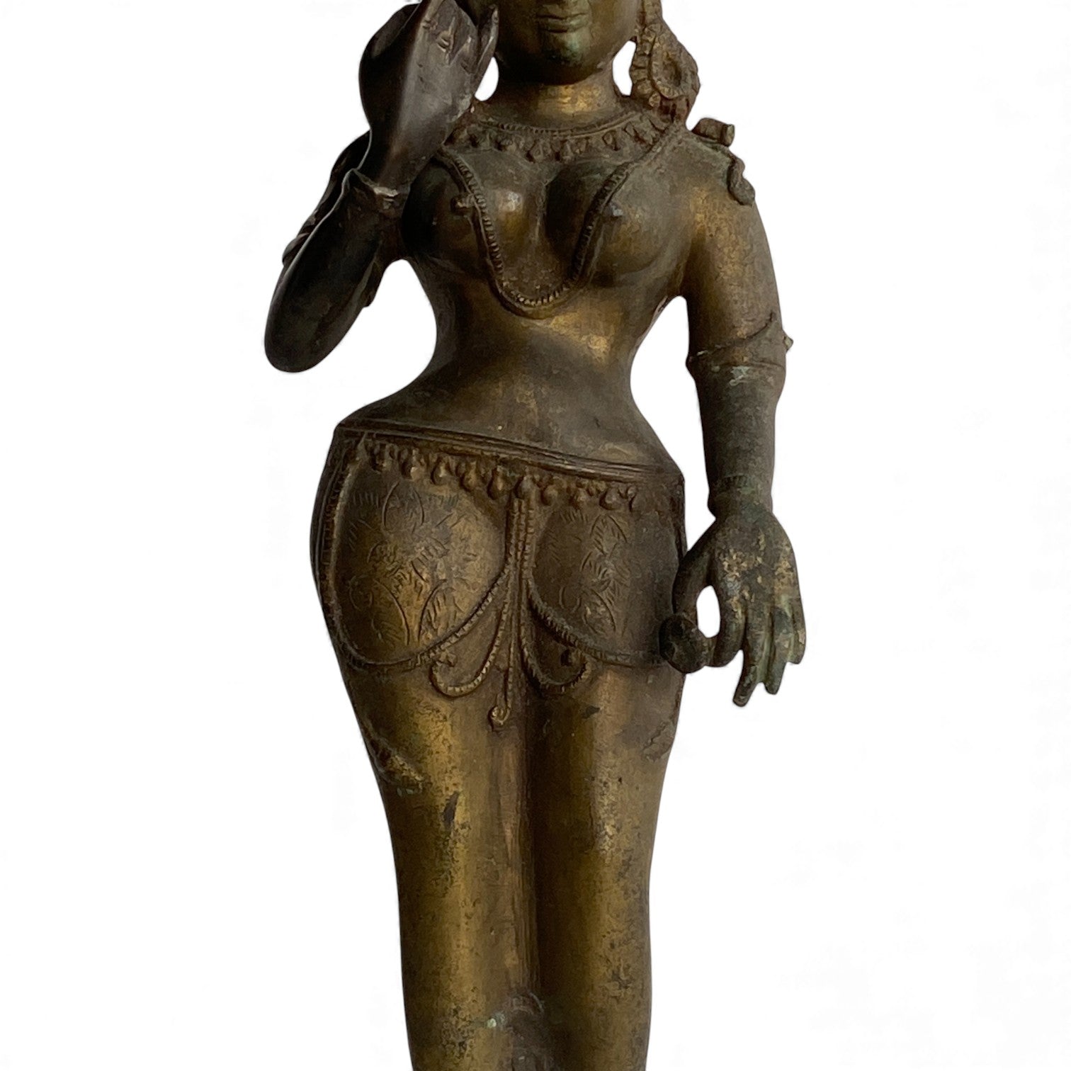 Antique Indian Brass Female Figure – Vintage Sculpture