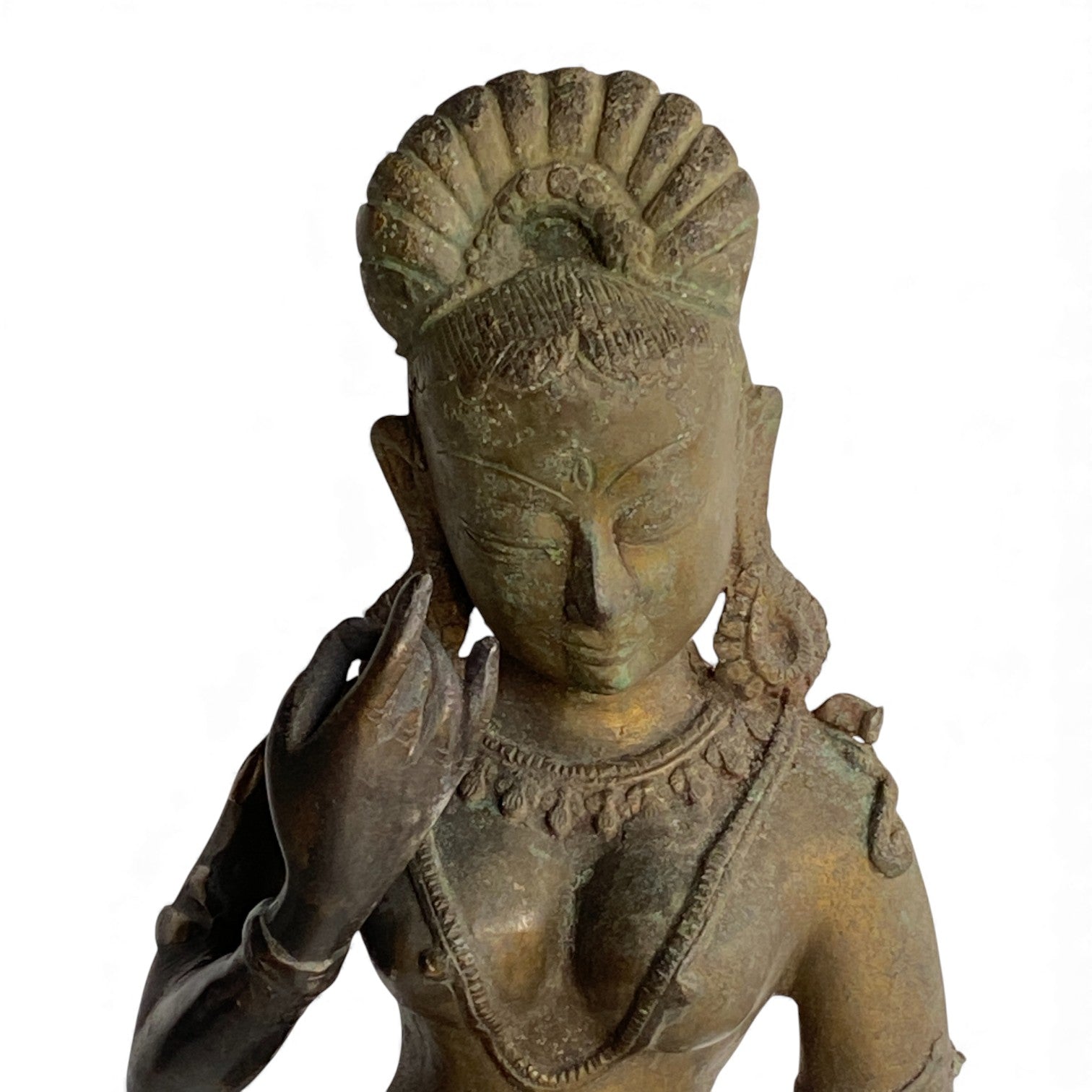 Antique Indian Brass Female Figure – Vintage Sculpture