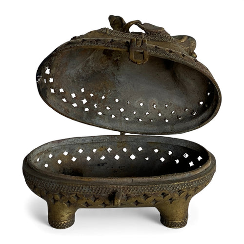 Antica scatola indiana in ottone a forma di elefante – contenitore decorativo vintage