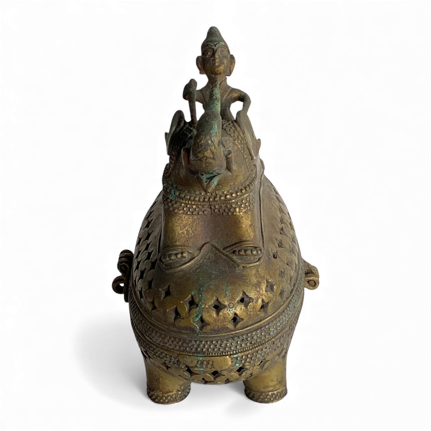 Antique Indian Brass Elephant Box – Vintage Decorative Container