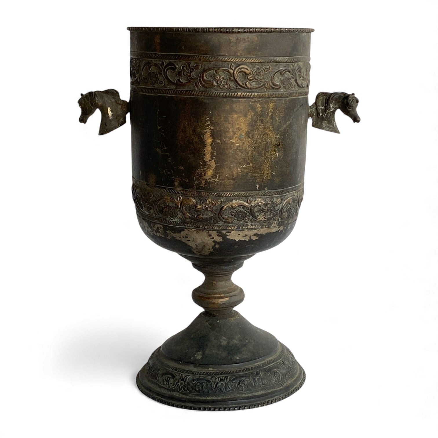 Antique Indian Brass Chalice Vessel with Horse Handles – Age Unknown