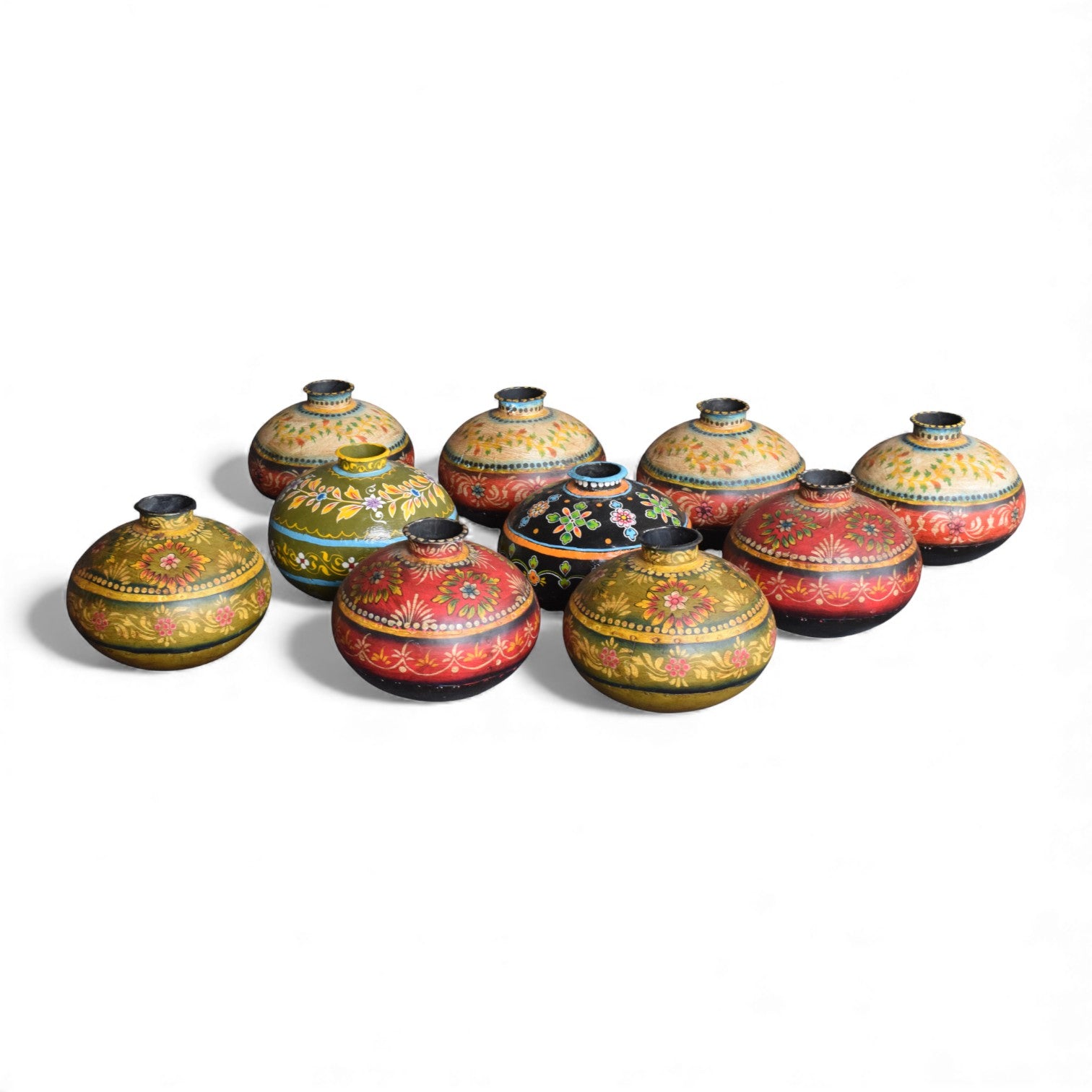 Vintage Indian Hand-Painted Water Pots (Age Unknown)