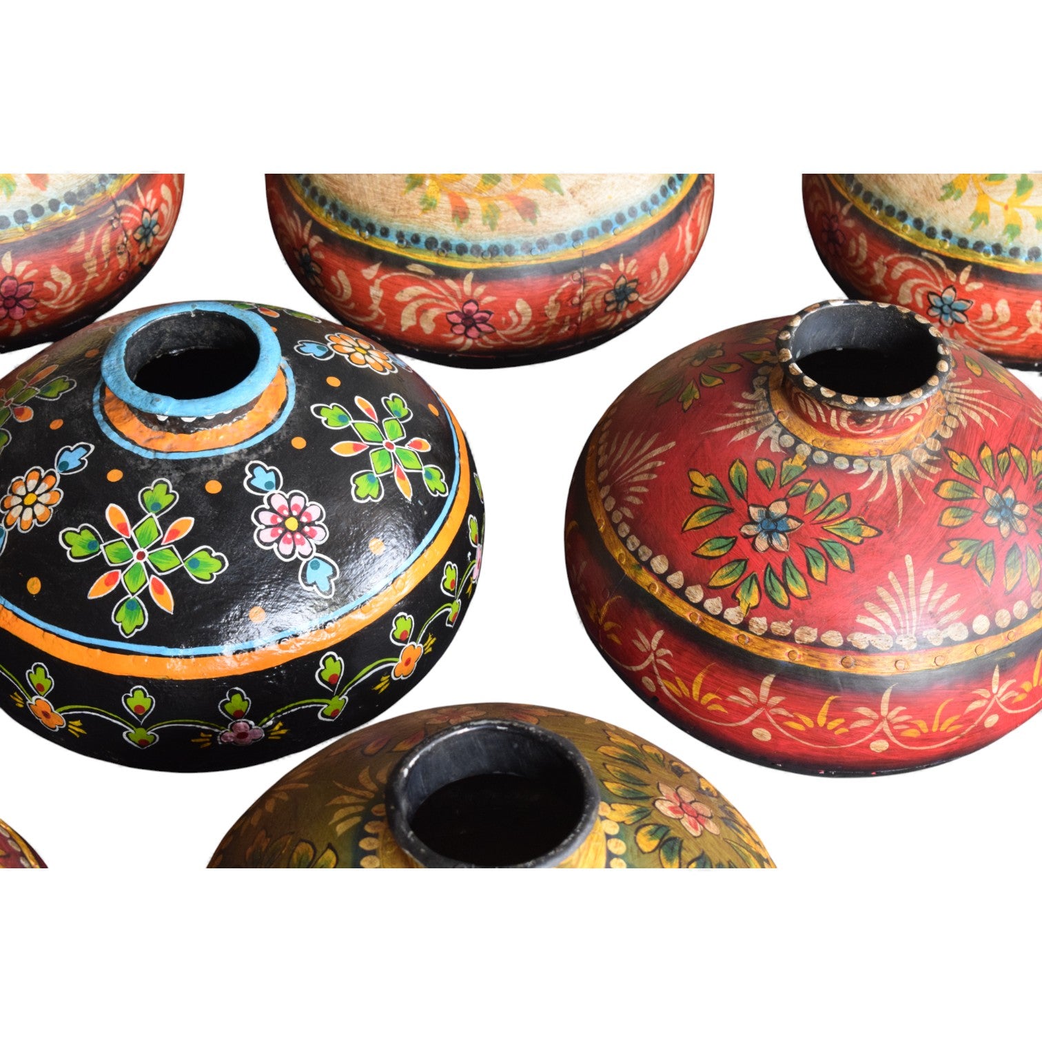 Vintage Indian Hand-Painted Water Pots (Age Unknown)