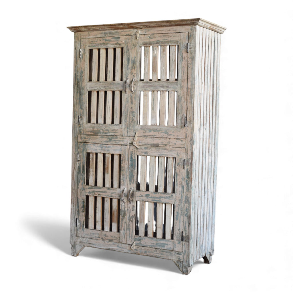Vintage Reclaimed Wood Slatted Cabinet Panel