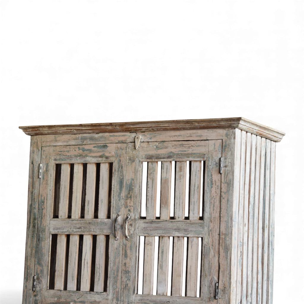 Vintage Reclaimed Wood Slatted Cabinet Panel