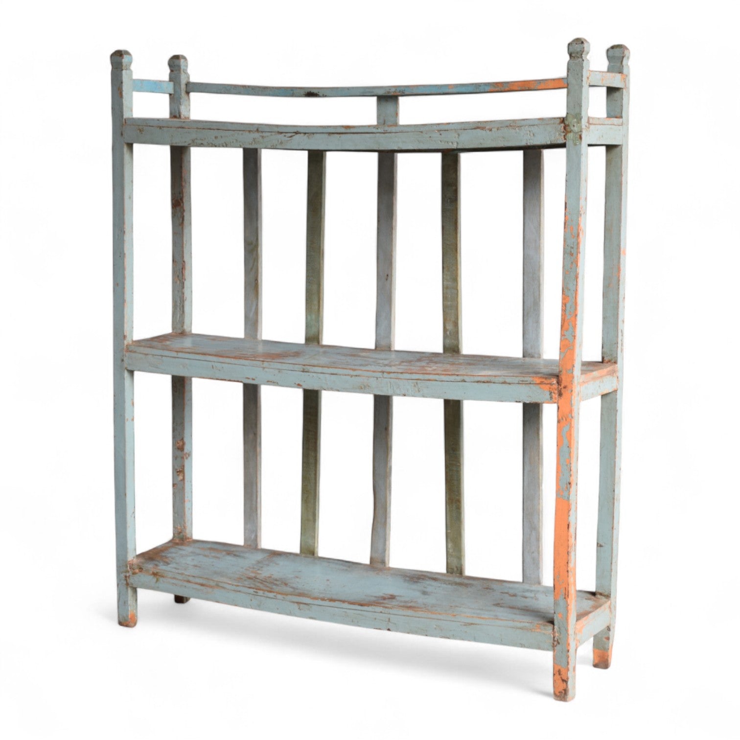 Vintage Indian Slatted Three-Tier Shelf