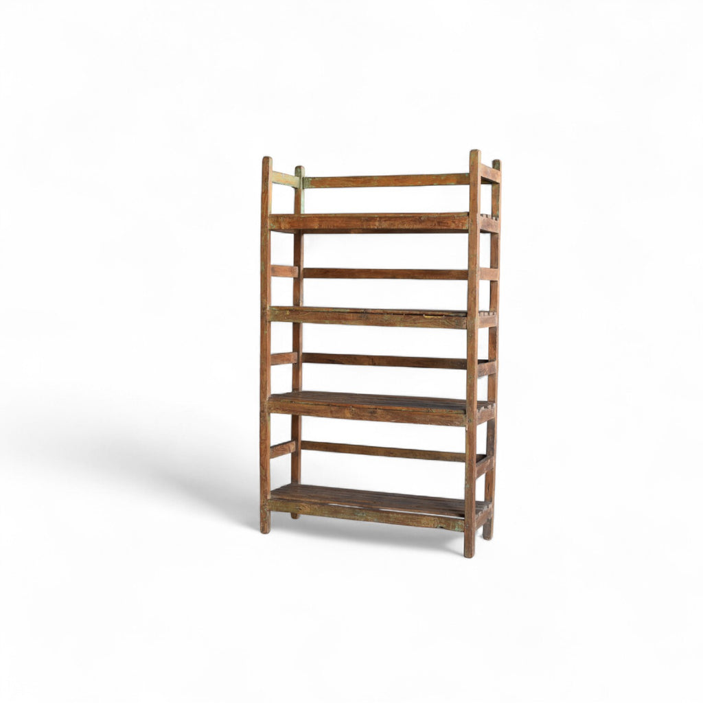 Original Vintage Indian Slatted Three-Tier Shelf