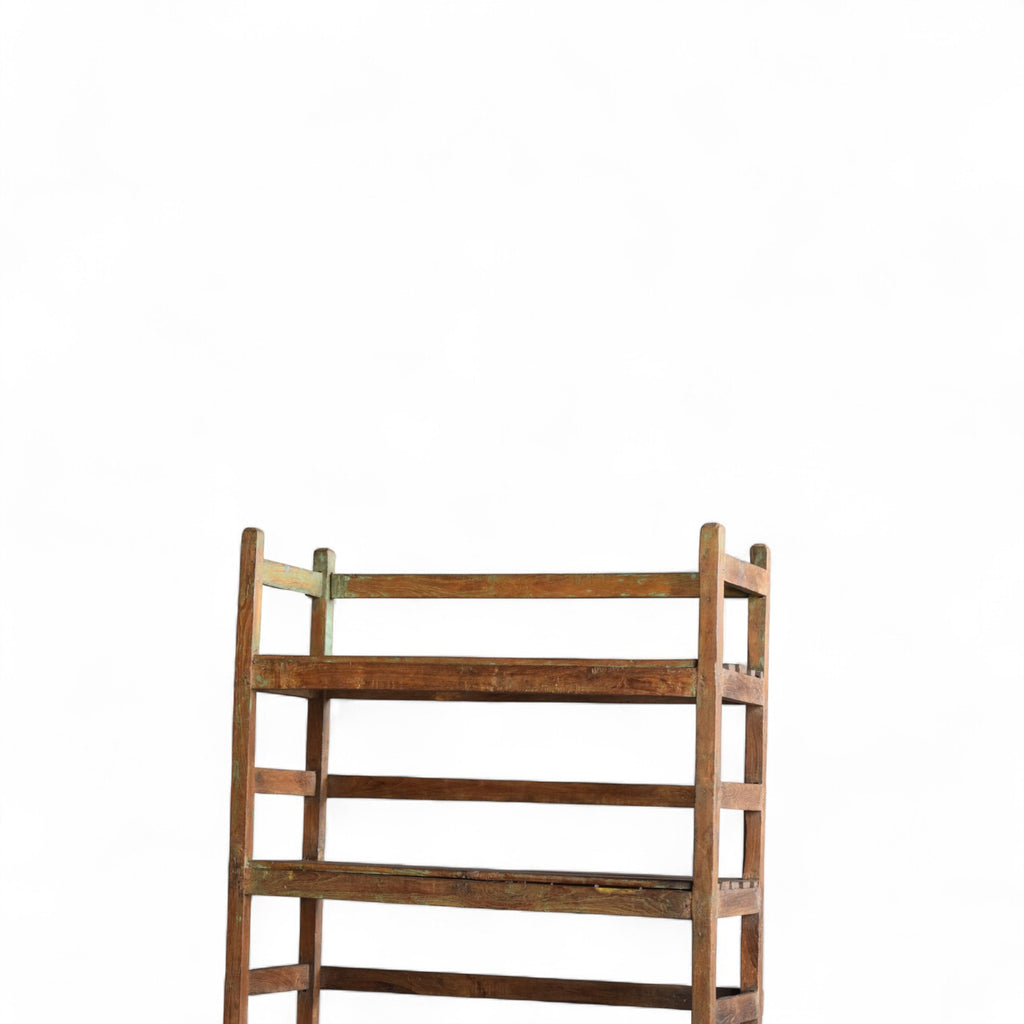 Original Vintage Indian Slatted Three-Tier Shelf
