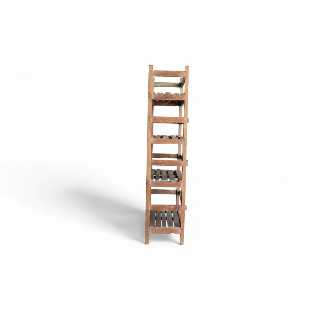 Original Vintage Indian Slatted Three-Tier Shelf