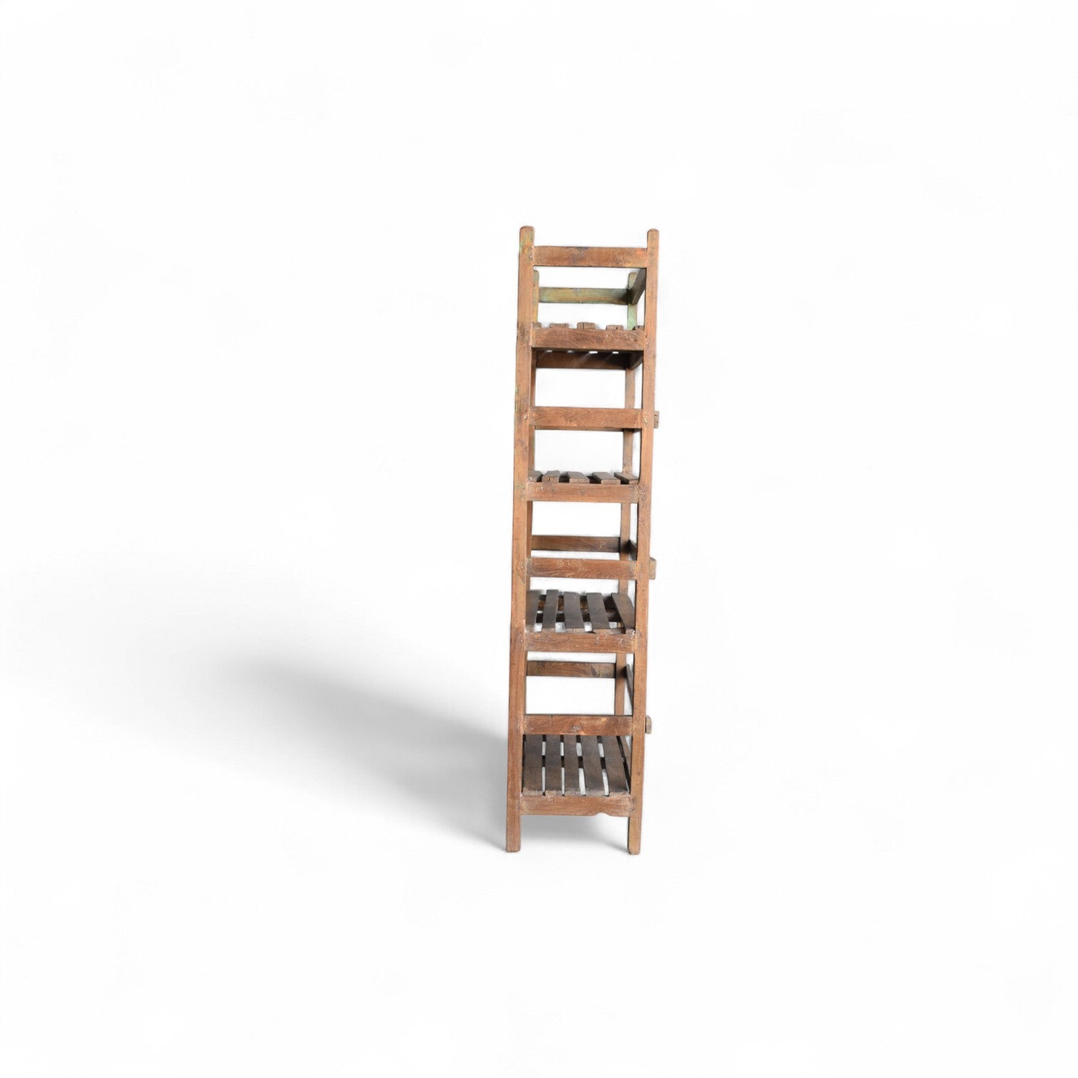 Original Vintage Indian Slatted Three-Tier Shelf