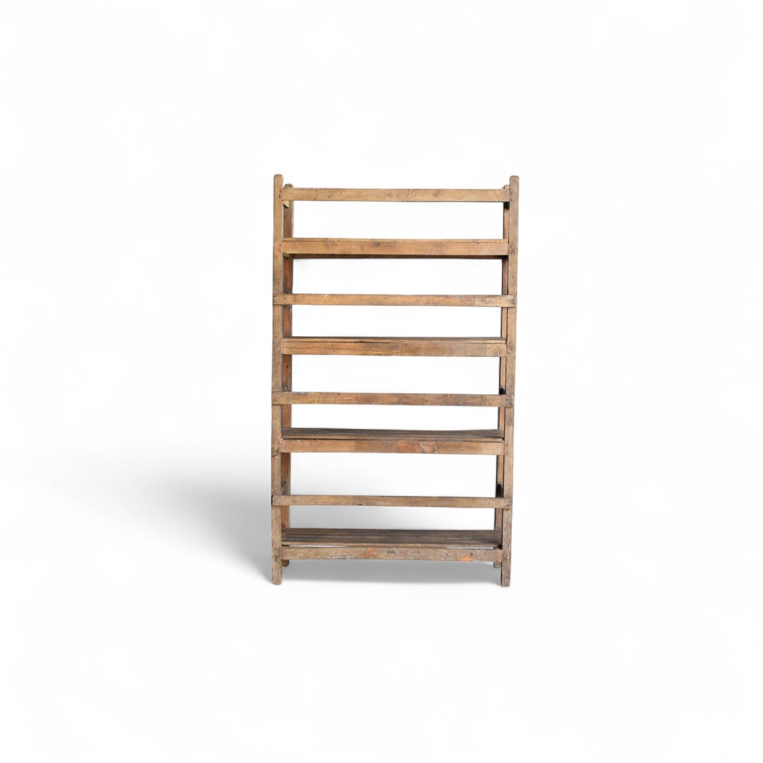 Original Vintage Indian Slatted Three-Tier Shelf