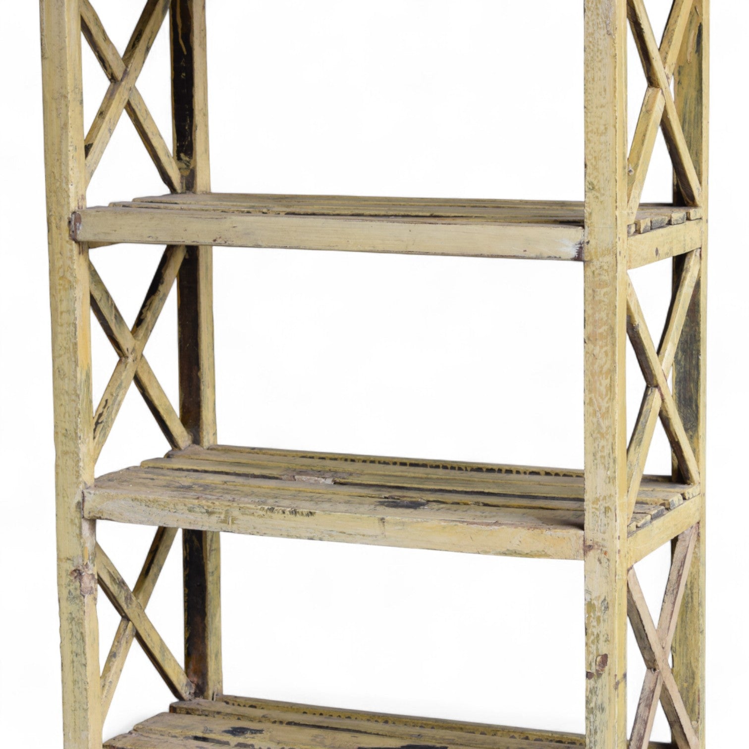 Vintage Indian Slatted Three-Tier Shelf