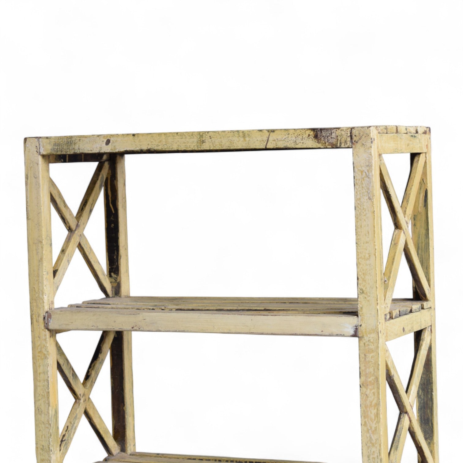 Vintage Indian Slatted Three-Tier Shelf