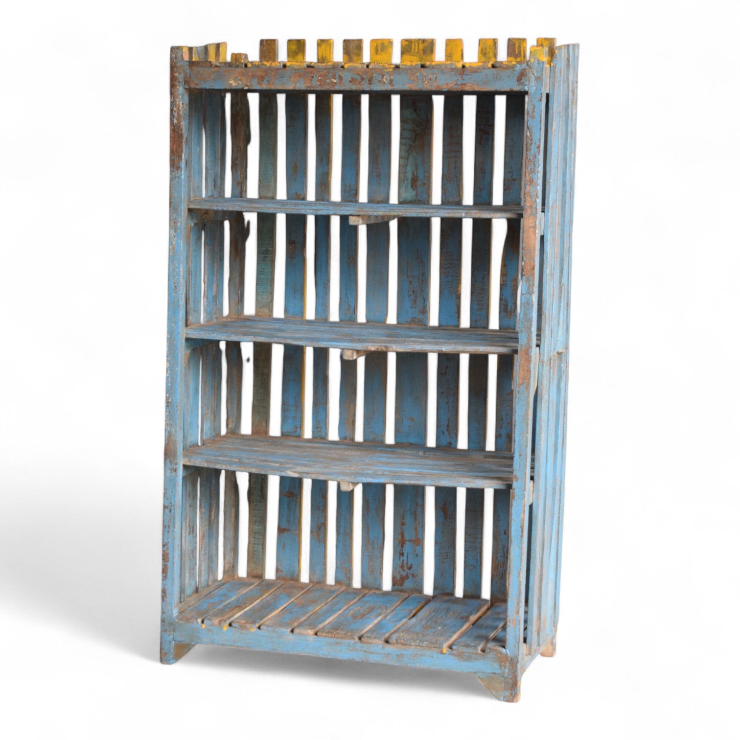 Vintage Indian Slatted Three-Tier Shelf