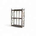 Vintage Indian Slatted Three-Tier Shelf with Cross Bracing
