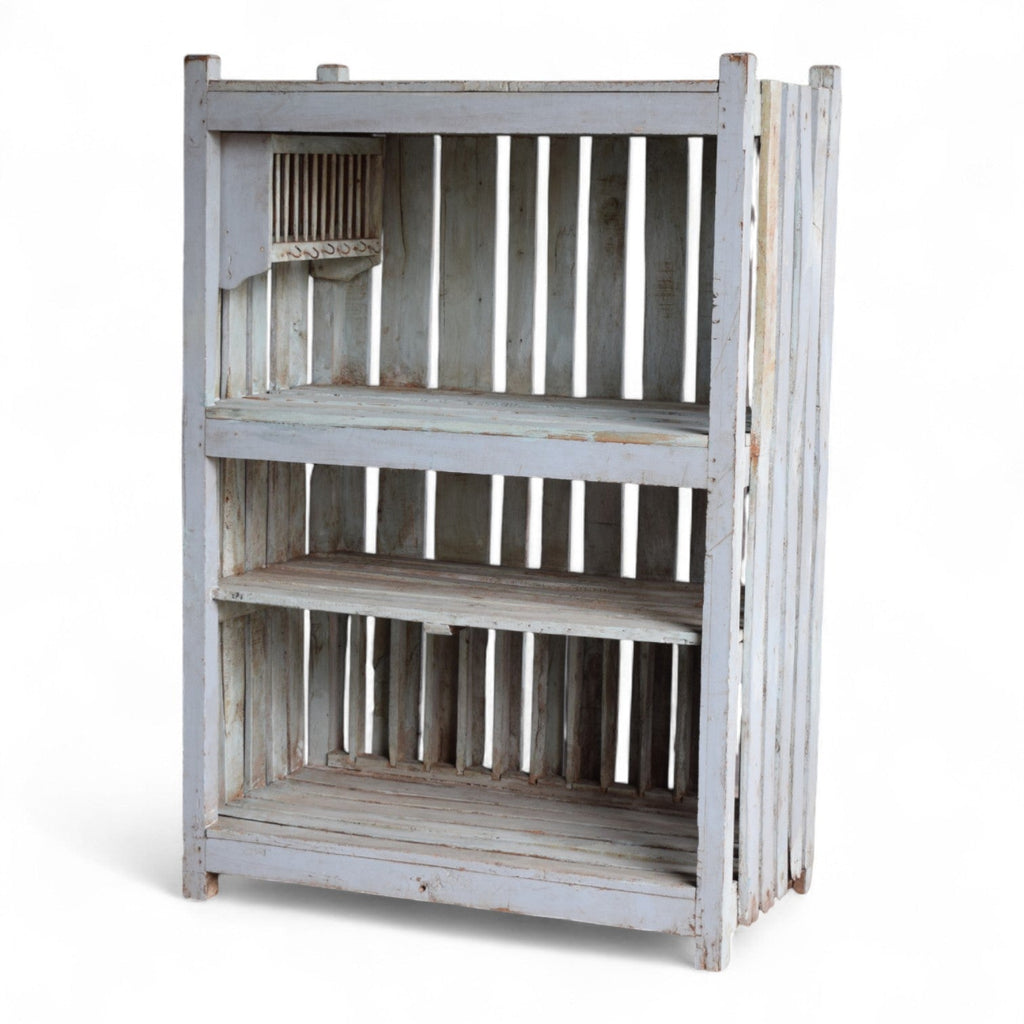 Distressed White Vintage Indian Shelf