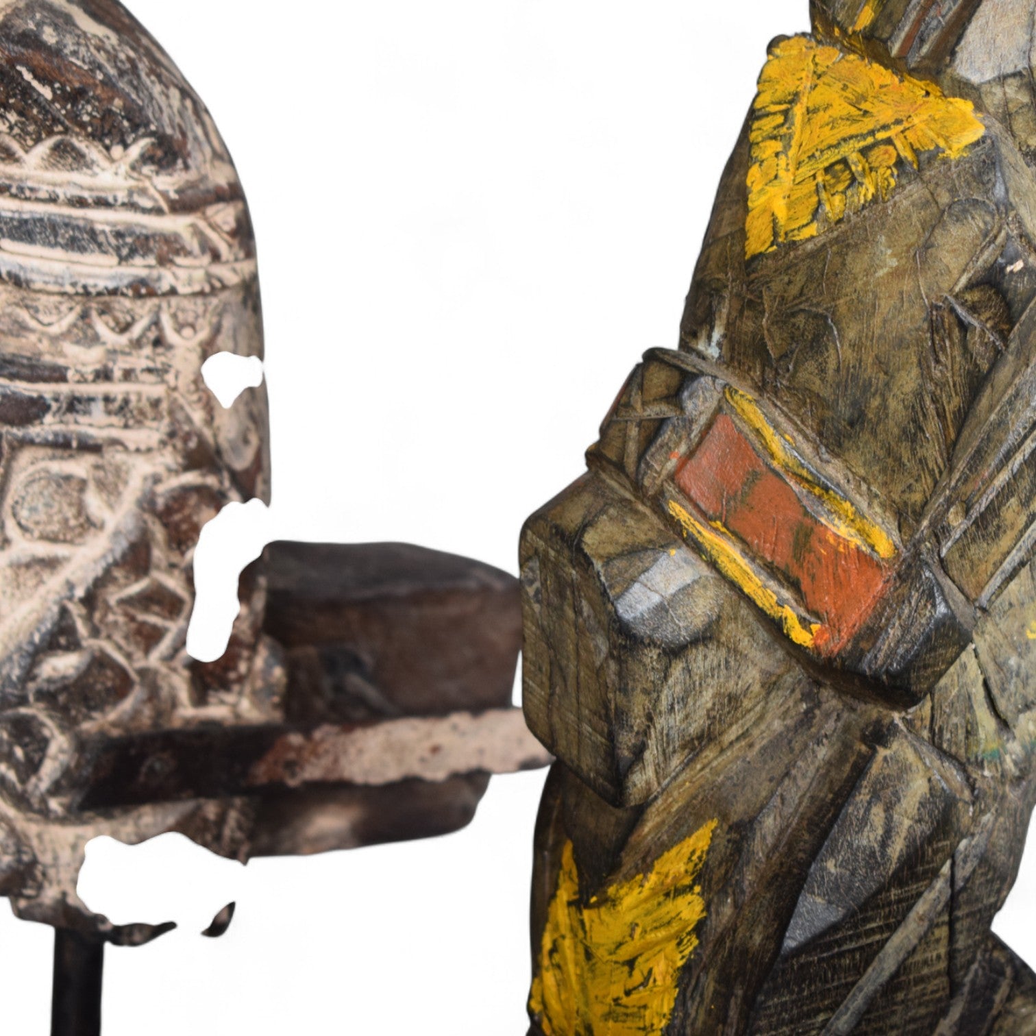 Vintage Indian Carved Wooden Horse Head Figures on Stands&nbsp;