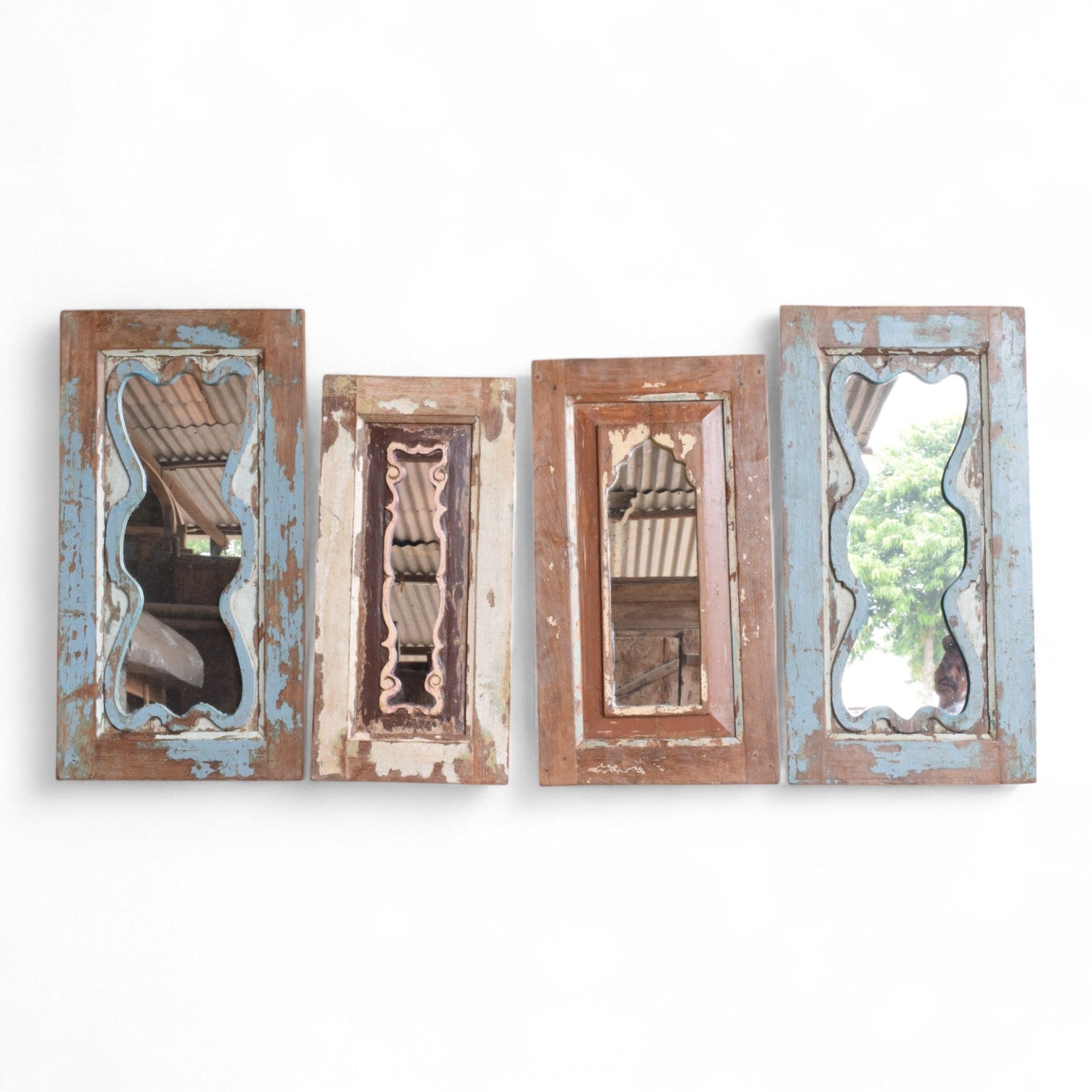 Vintage Indian Fair Trade Recycled Teak Mirror