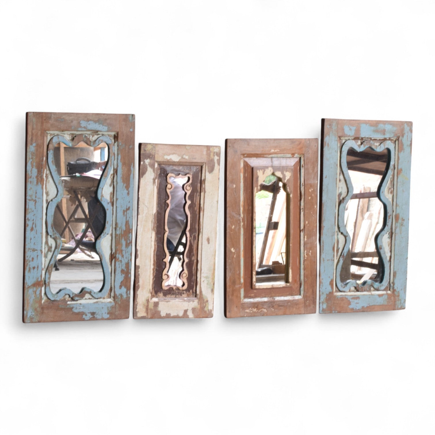 Vintage Indian Fair Trade Recycled Teak Mirror