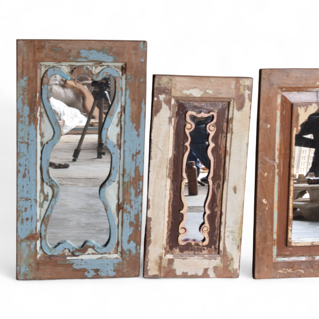 Vintage Indian Fair Trade Recycled Teak Mirror