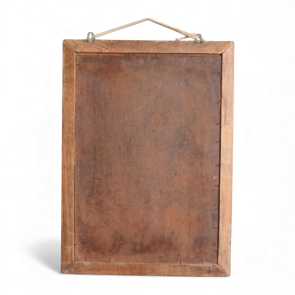 Vintage Indian Fair Trade Recycled Teak Mirror with Etched Glass