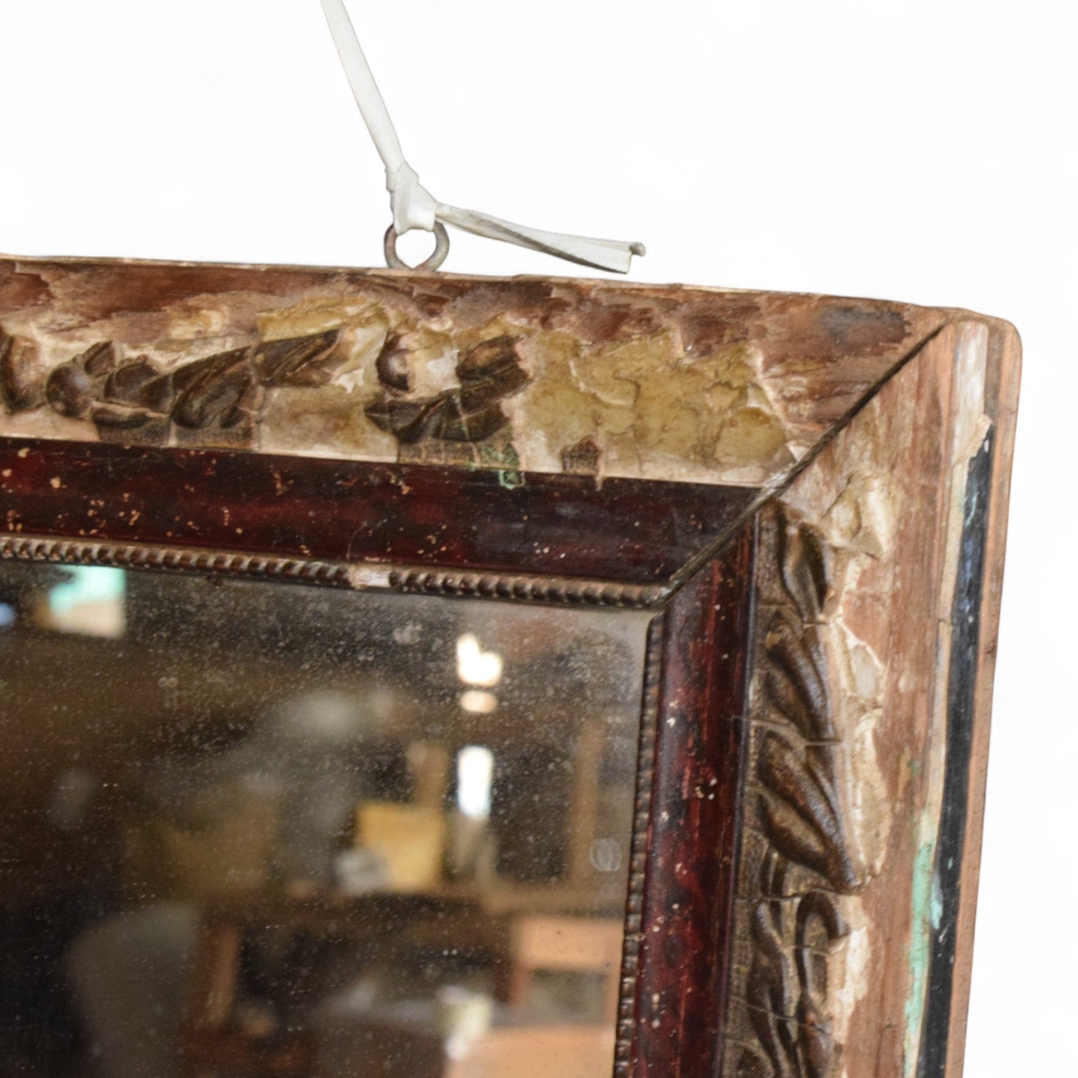 Vintage Indian Recycled Teak Wood Mirror