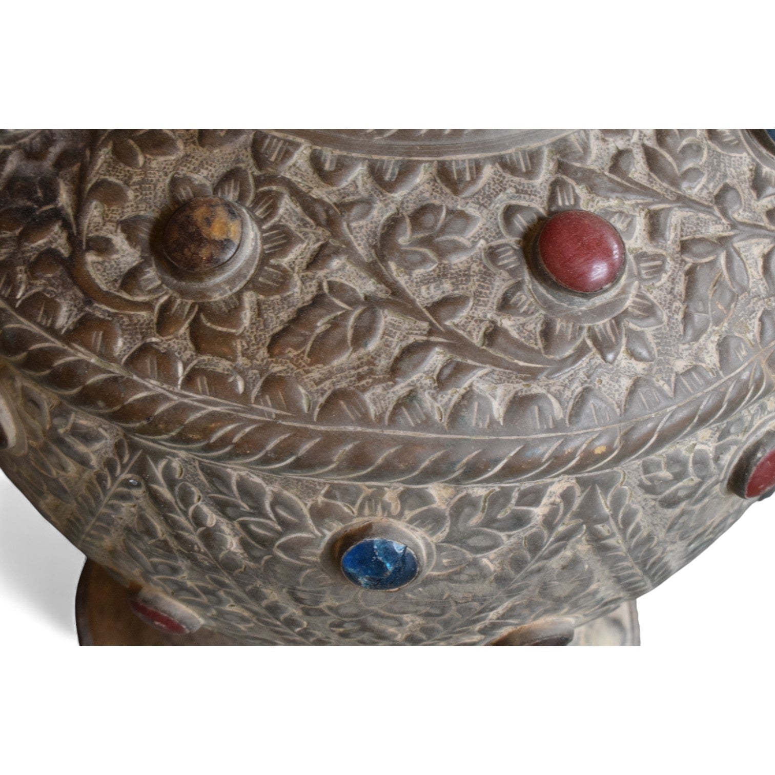 Antique Indian Hookah Base with Coloured Inlay