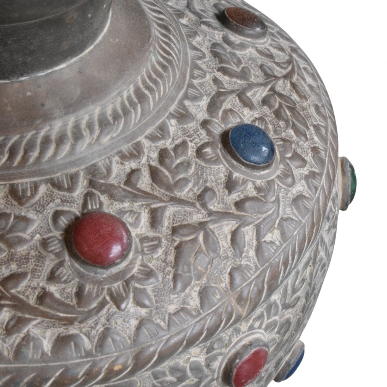 Antique Indian Hookah Base with Coloured Inlay