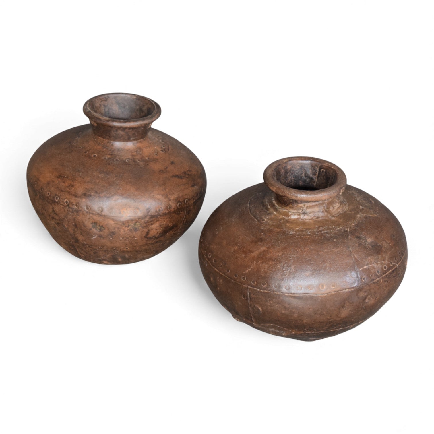 Original Vintage Indian Iron Water Pots – Pair