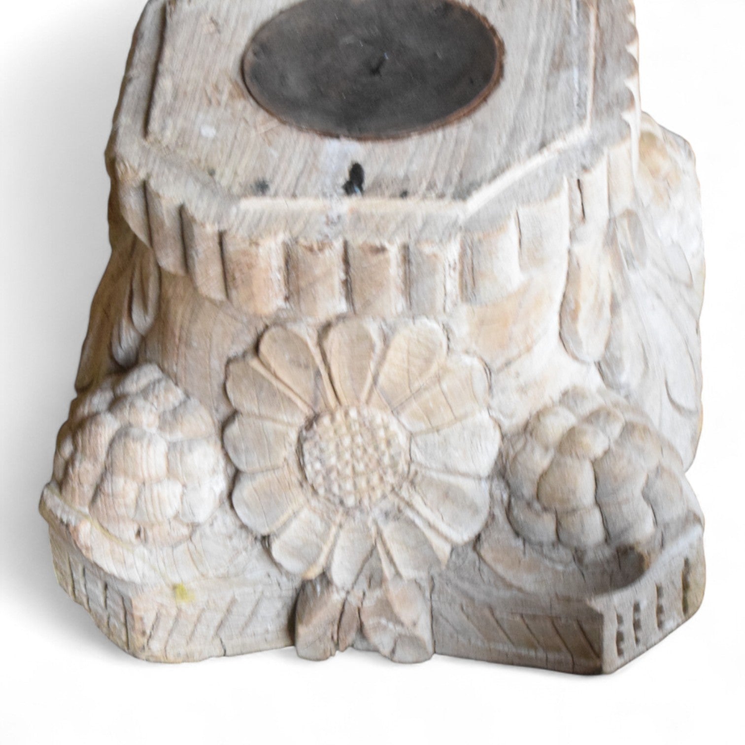 Antique Indian Carved Architectural salvaged Capital Candle Holders