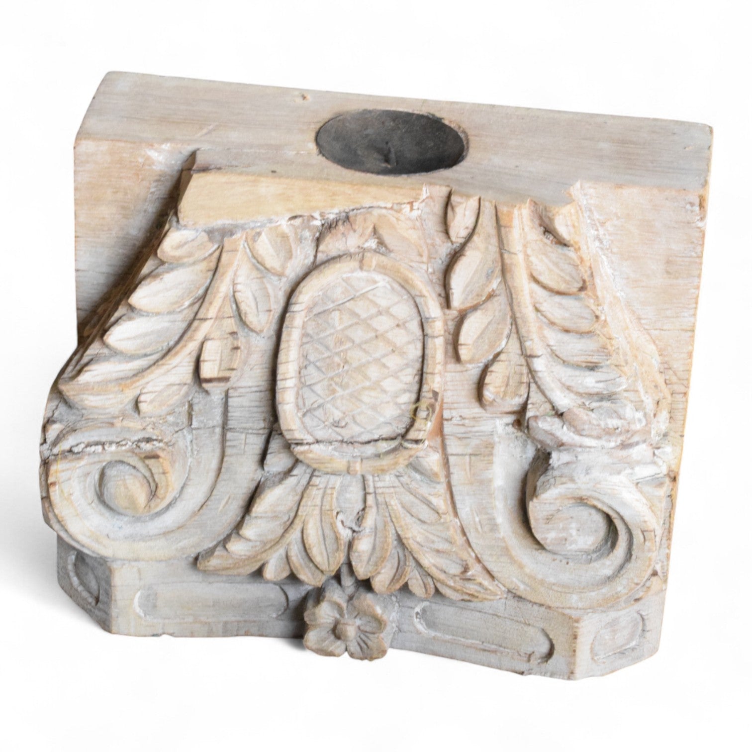 Antique Indian Carved Architectural salvaged Capital Candle Holders