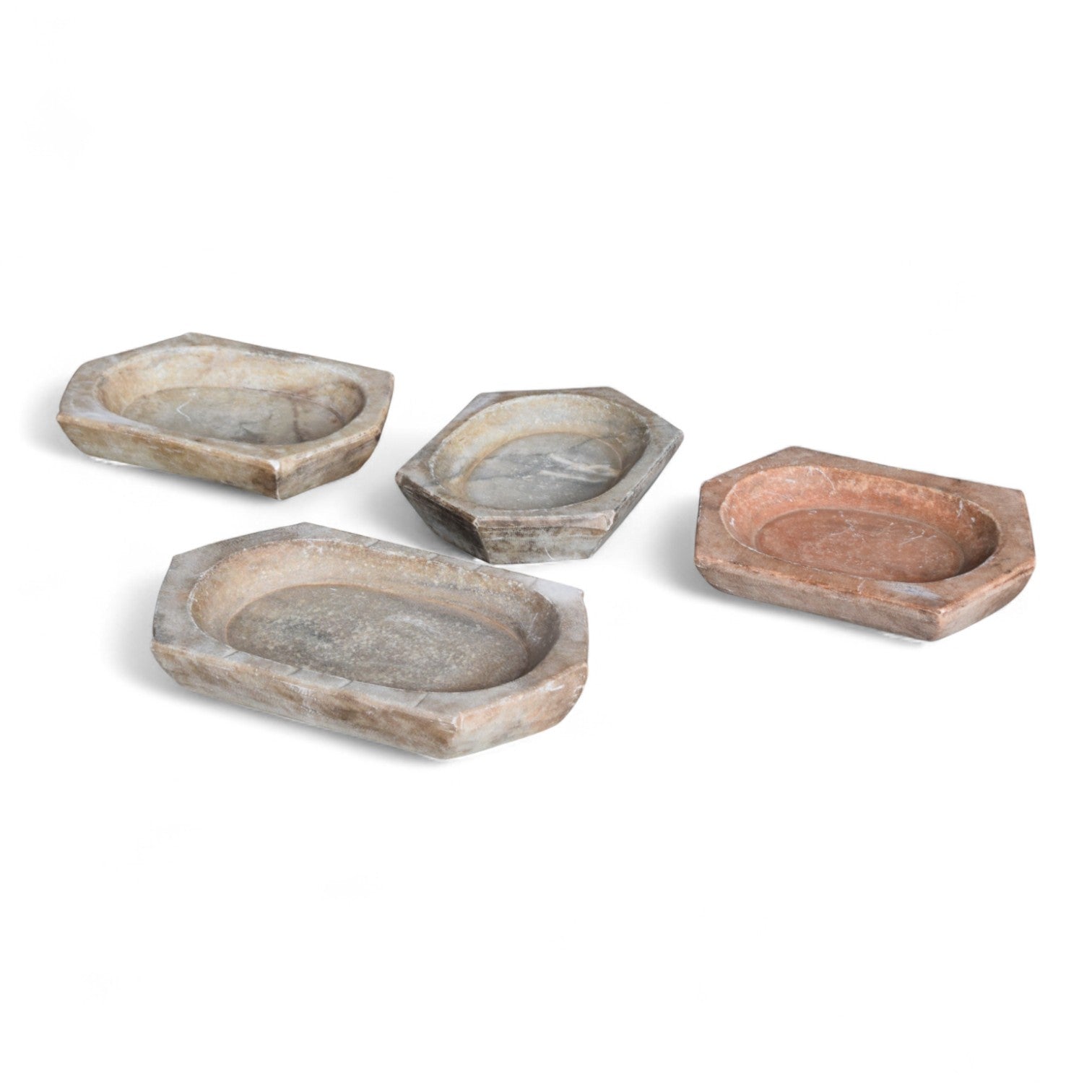 Hand-Carved Indian Limestone Trays / Bowls