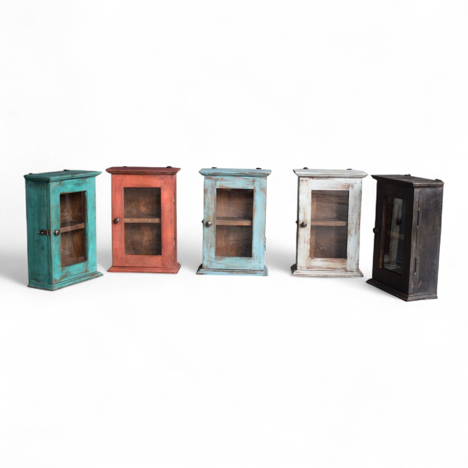 Reclaimed Teak Mini Cabinets – Pastel Washed Finishes
