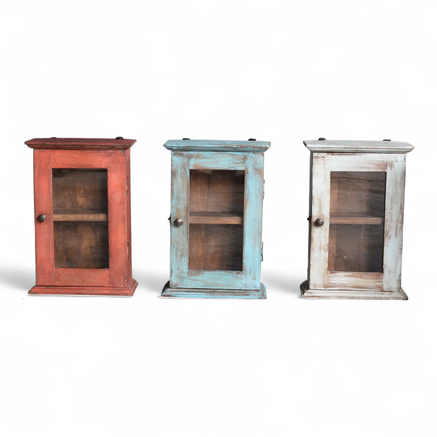 Reclaimed Teak Mini Cabinets – Pastel Washed Finishes