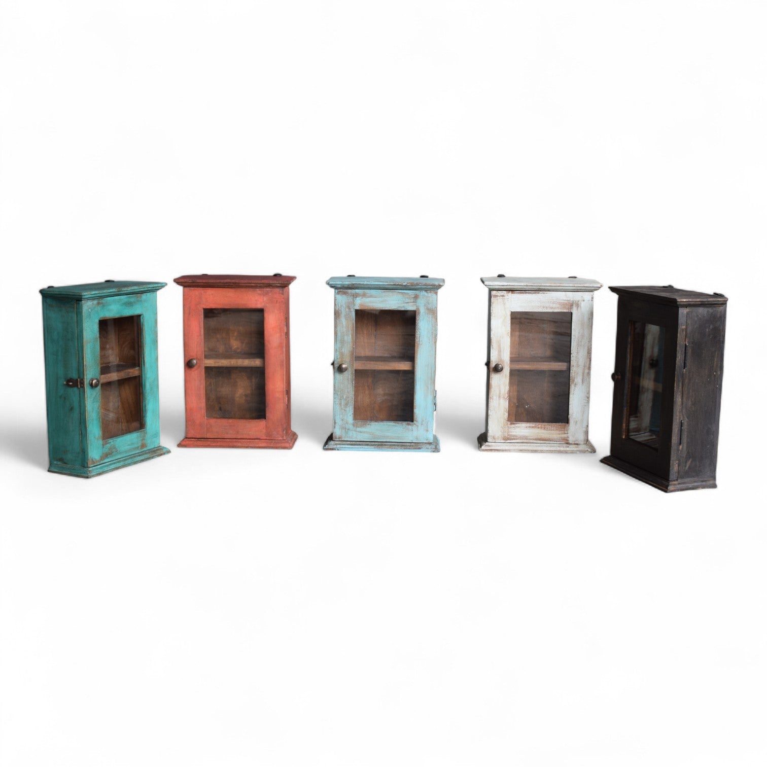 Reclaimed Teak Mini Cabinets – Pastel Washed Finishes